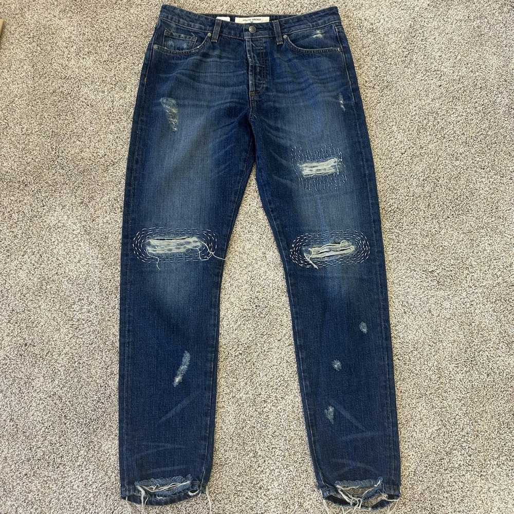 Miss Me Jeans Vintage Boyfriend Size 28 Eagle Patch Pocket Distressed Dark Wash